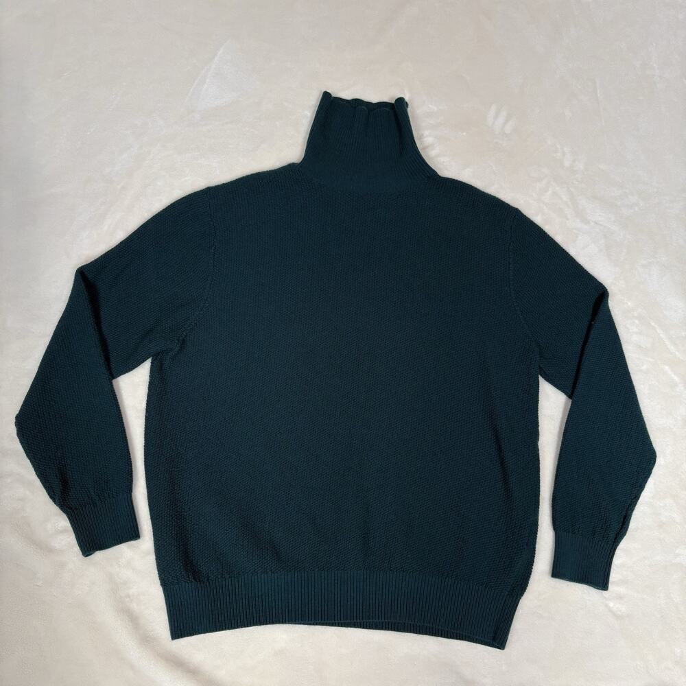 Lands' End 100% Merino Wool Turtleneck Sweater Men's M Green Knit (Tagged XL)